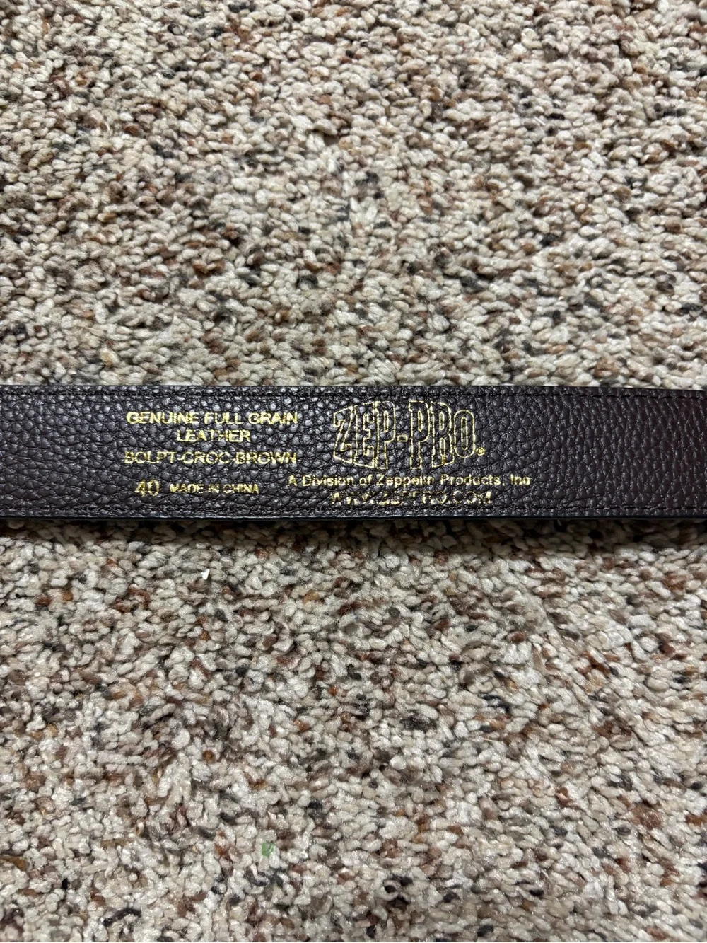 Zep-pro Brown Croc-Embossed Leather Belt with Brushed Silver Buckle 40 roll tide